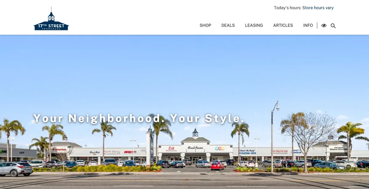 Homepage of the 17th Street Promenade website