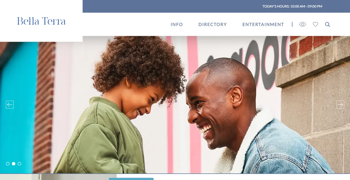 Homepage of the Bella Terra website