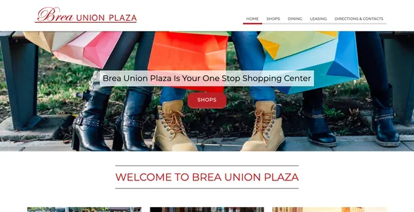 Homepage of the Brea Union Plaza website