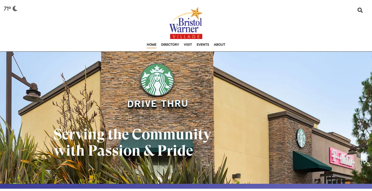 Homepage of the Bristol Warner Village website
