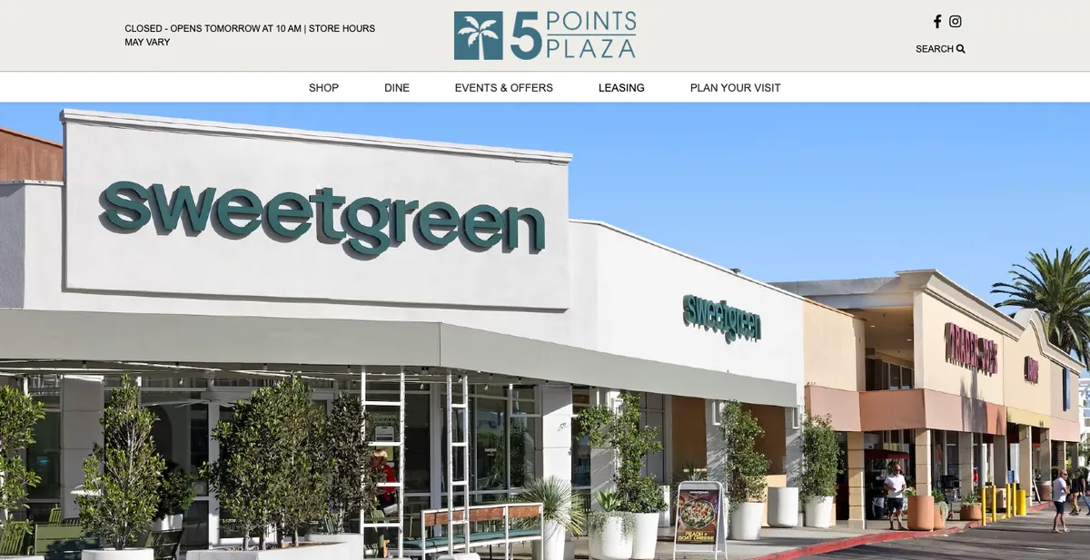 Homepage of the 5 Points Plaza website