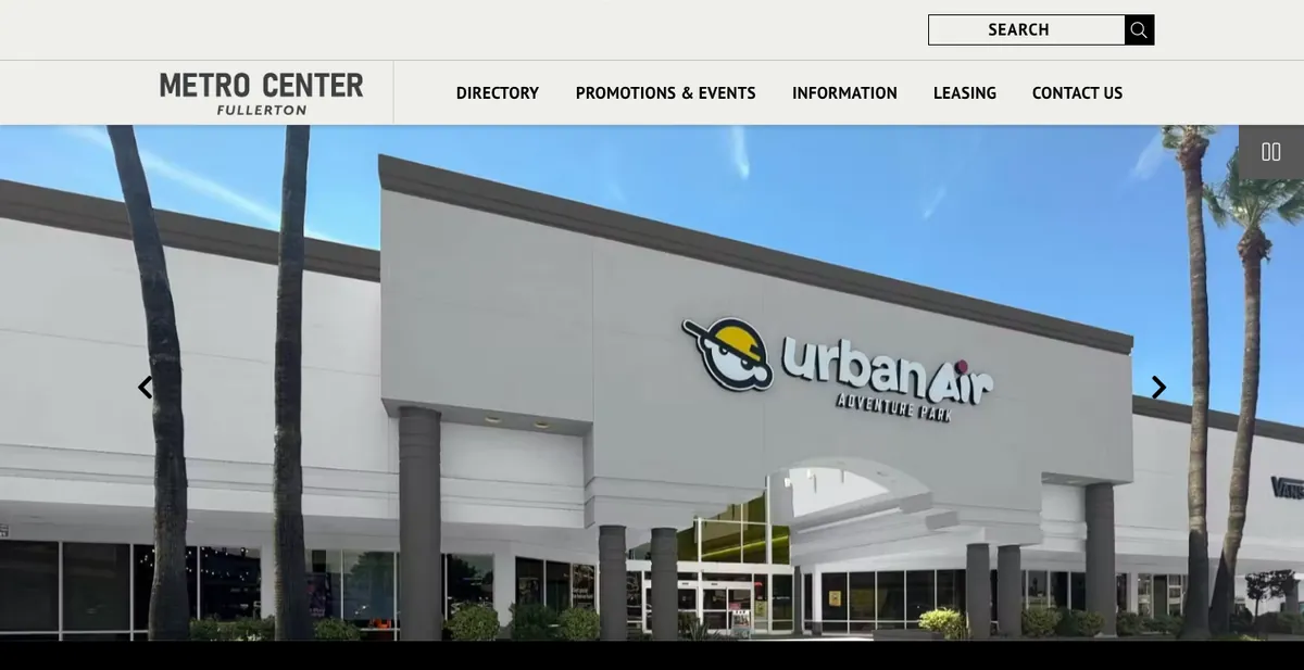 Homepage of the Fullerton Metrocenter website