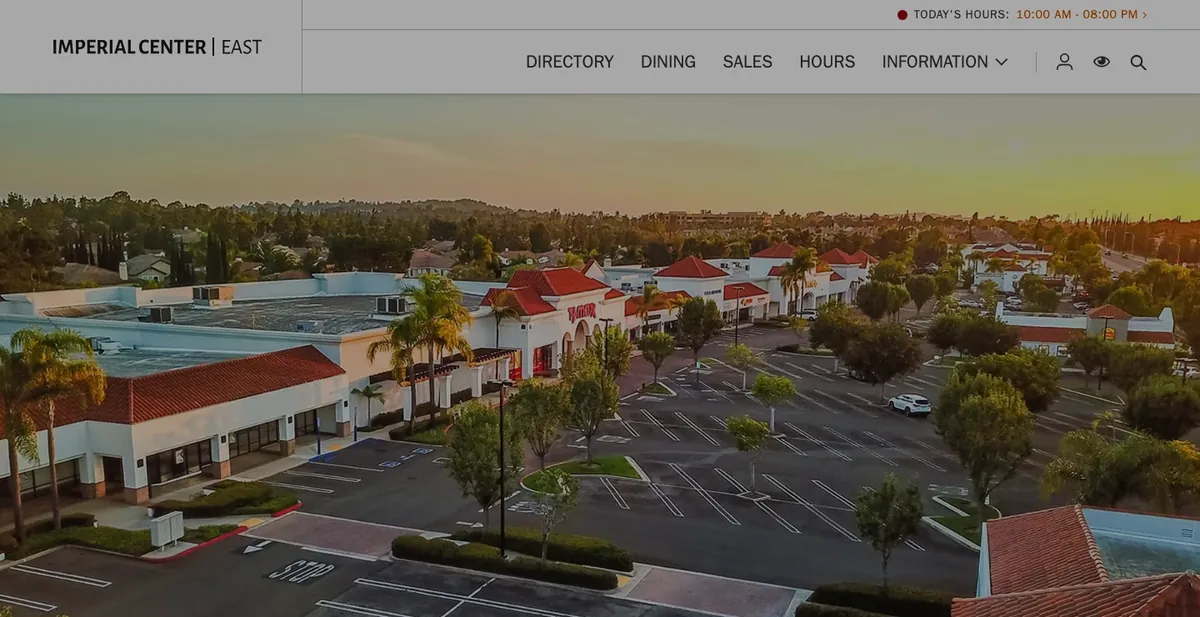 Homepage of the Imperial Center East website