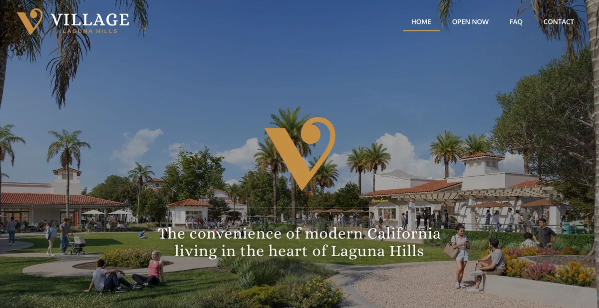 Homepage of the Laguna Hills Mall website