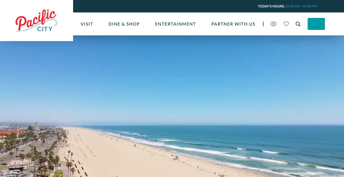 Homepage of the Pacific City website