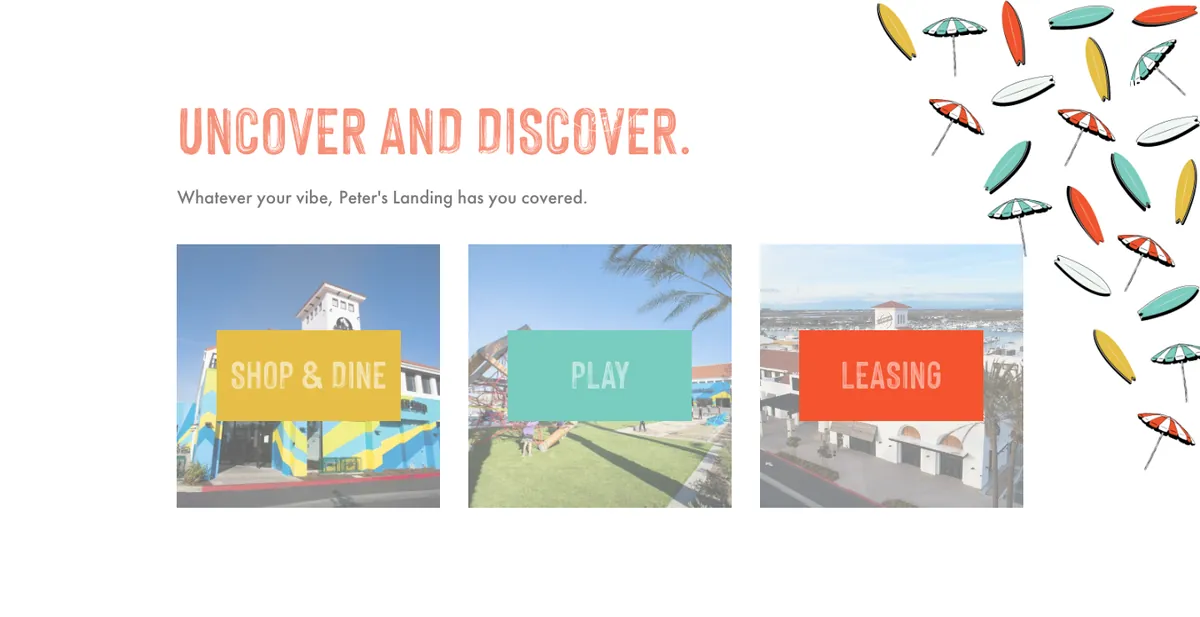 Homepage of the Peter's Landing Marina website
