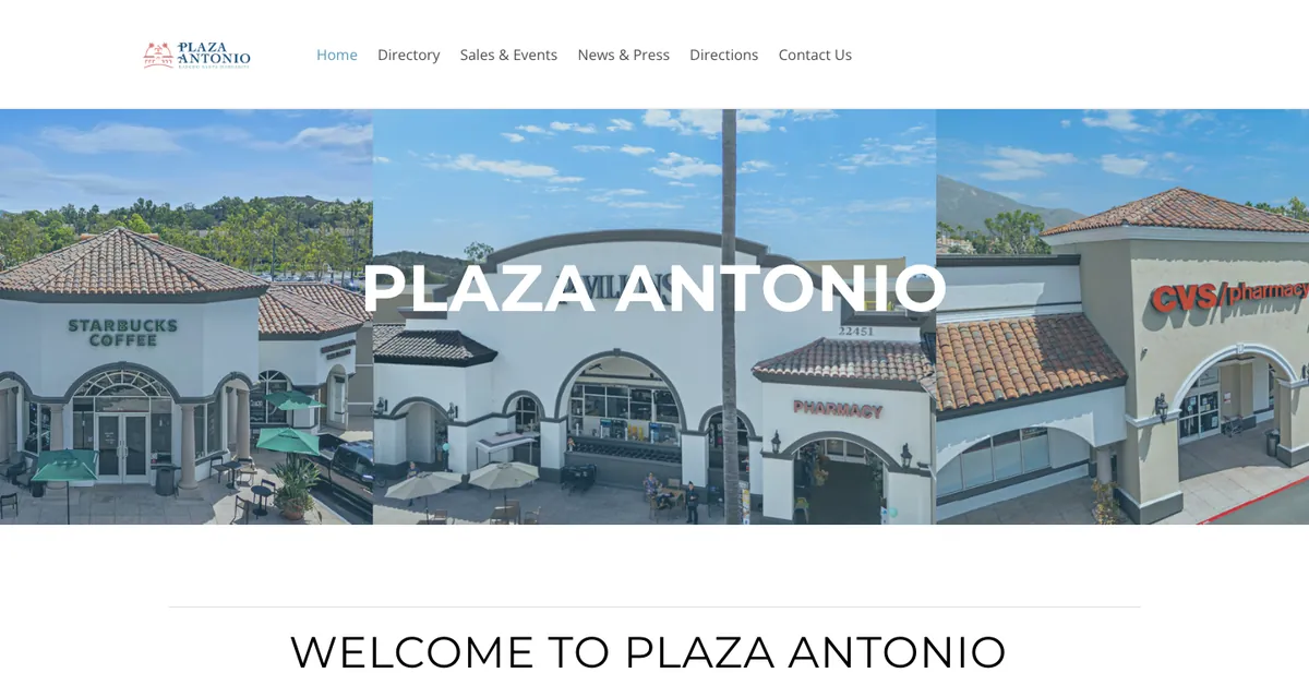Homepage of the Plaza Antonio website