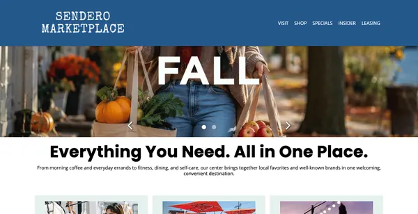 Homepage of the Sendero Marketplace website