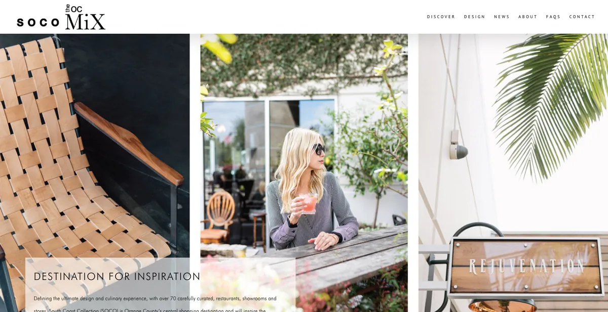 Homepage of the South Coast Home Furnishings Centre website