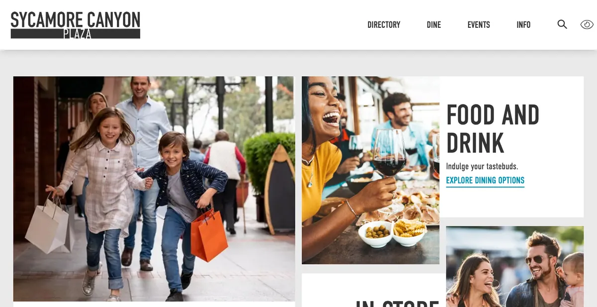 Homepage of the Sycamore Canyon Plaza website
