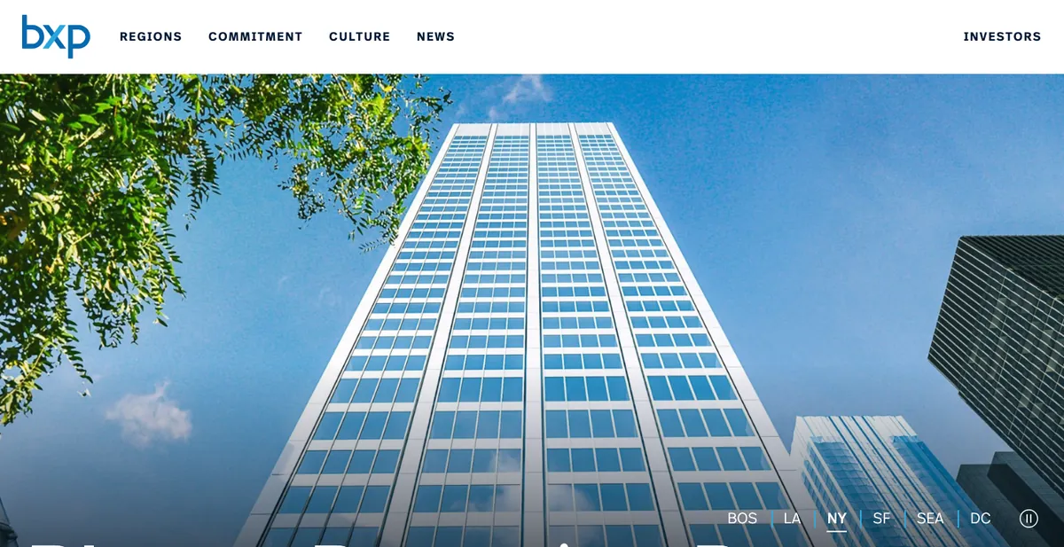 Homepage of the BXP website