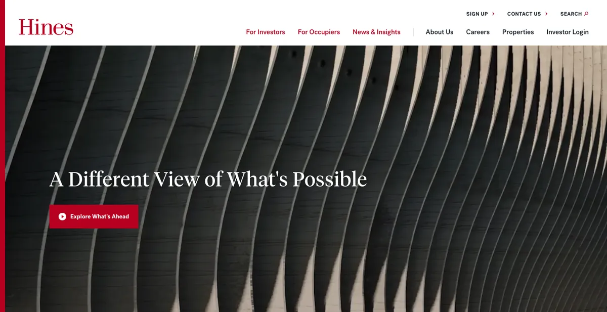Homepage of the Hines website