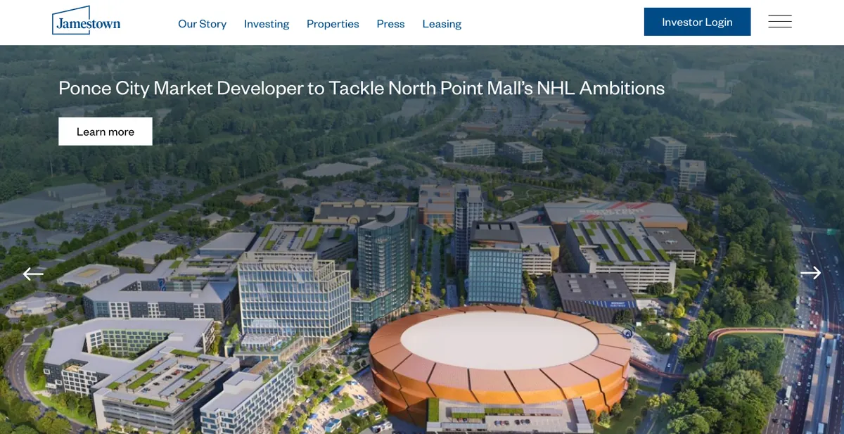 Homepage of the Jamestown website