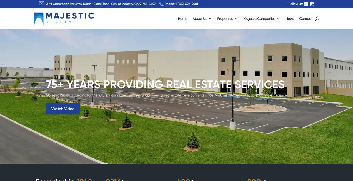 Homepage of the Majestic Realty website