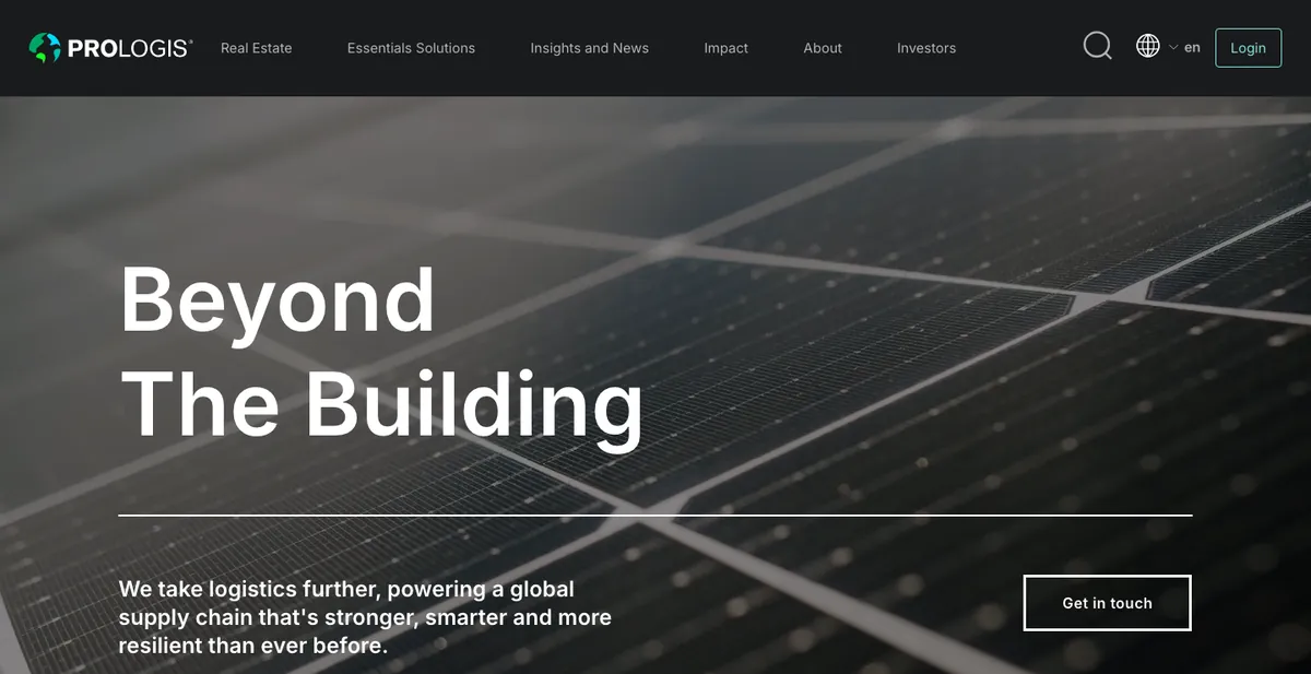 Homepage of the Prologis website