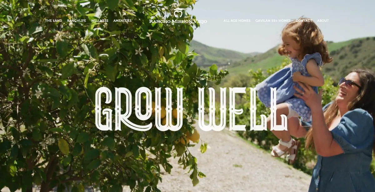 Homepage of the Rancho Mission Viejo website