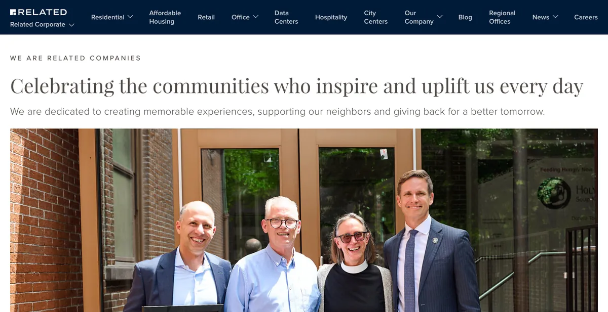Homepage of the Related Companies website