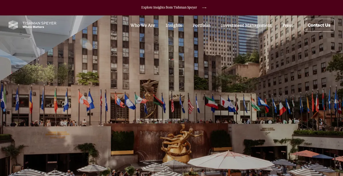 Homepage of the Tishman Speyer website