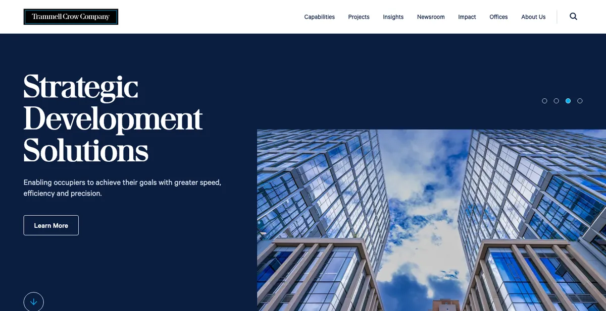 Homepage of the Trammell Crow Company website
