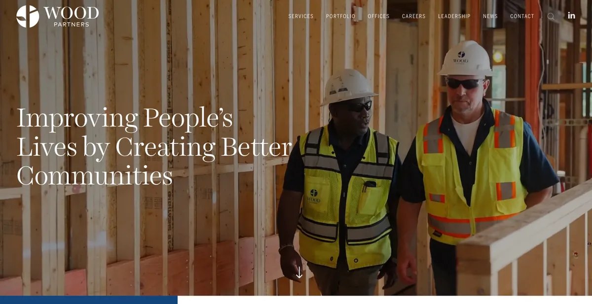 Homepage of the Wood Partners website