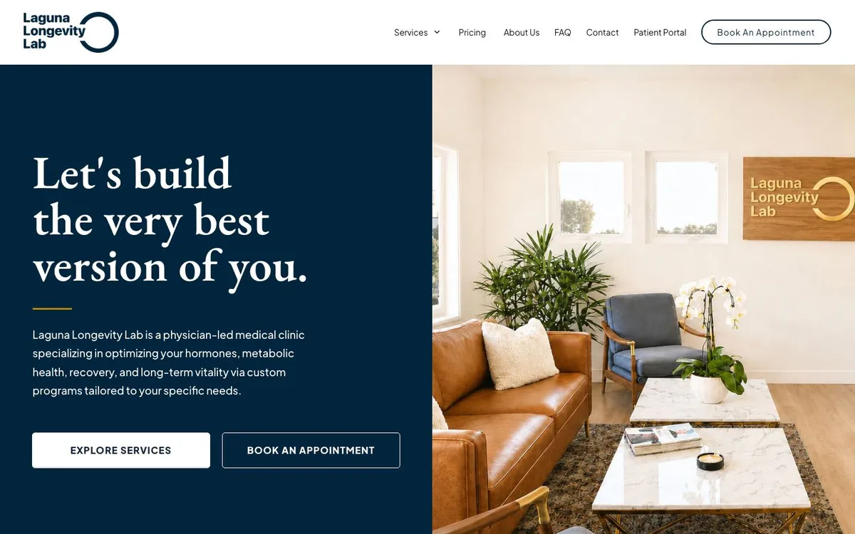 Homepage of the Laguna Longevity Lab website