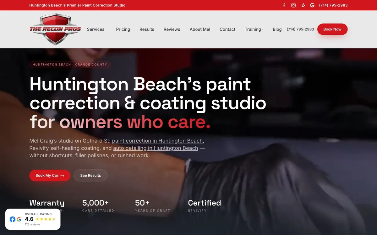 Homepage of the The Recon Pros website