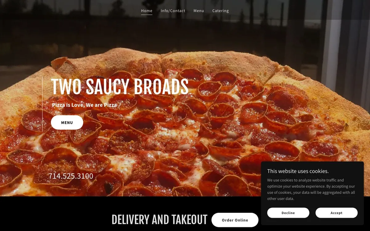 Homepage of the Two Saucy Broads website