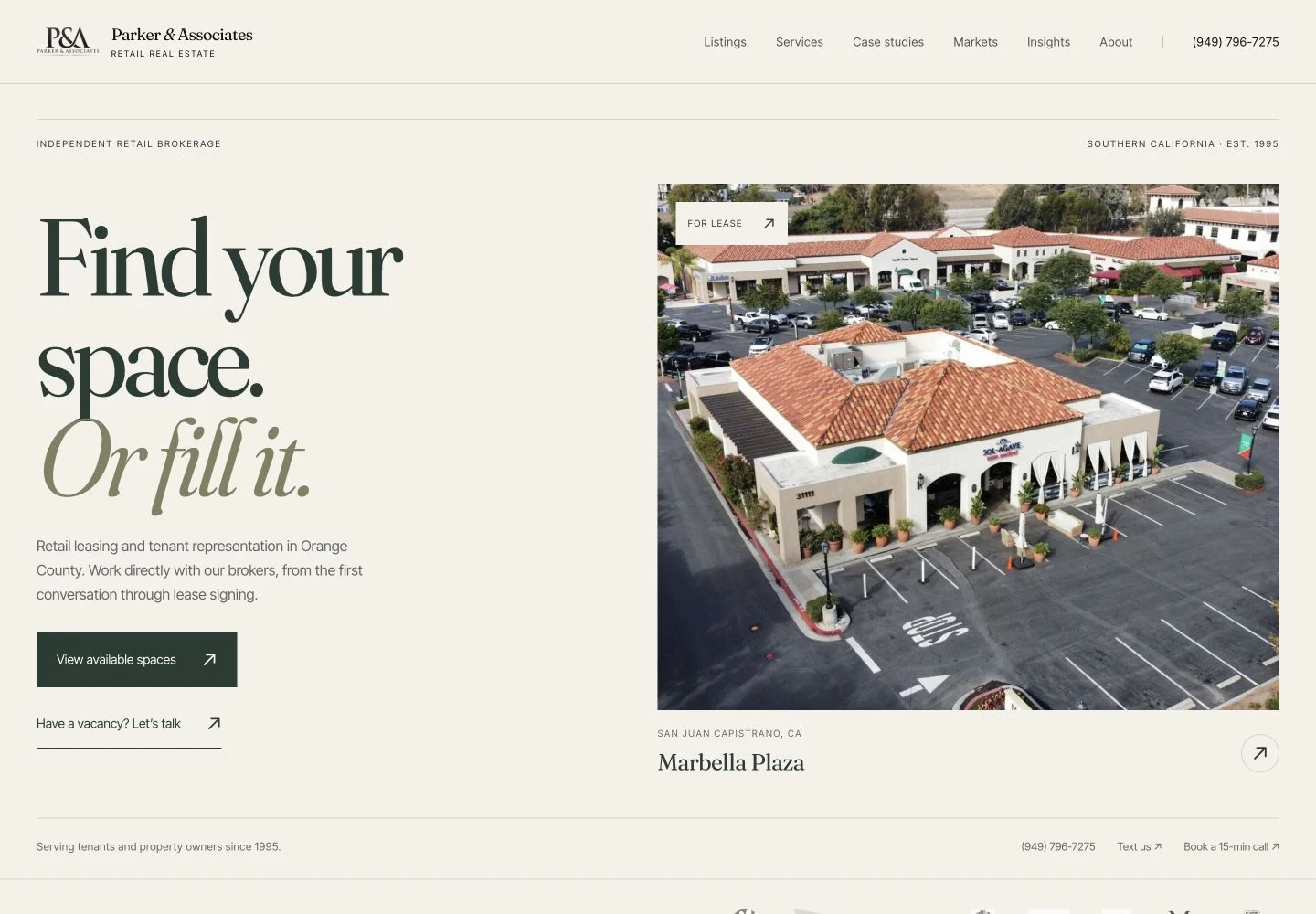 Parker & Associates, Inc. website homepage