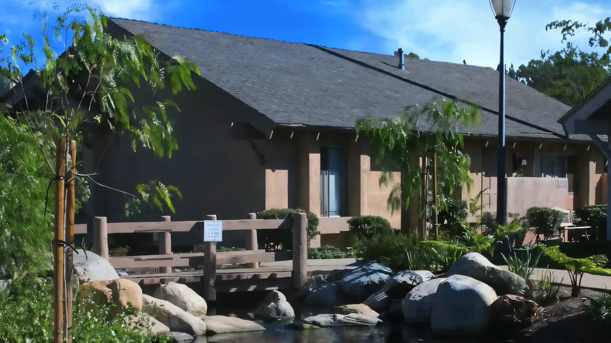 Bridge and pond at Casa De Laguna