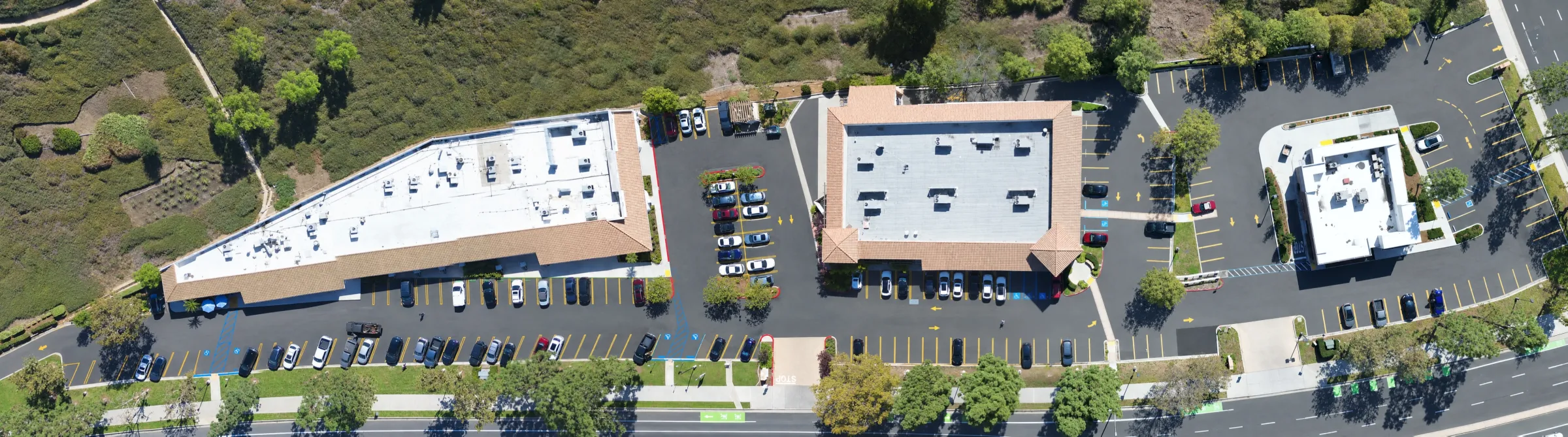 Retouched overhead of La Paz Shopping Center