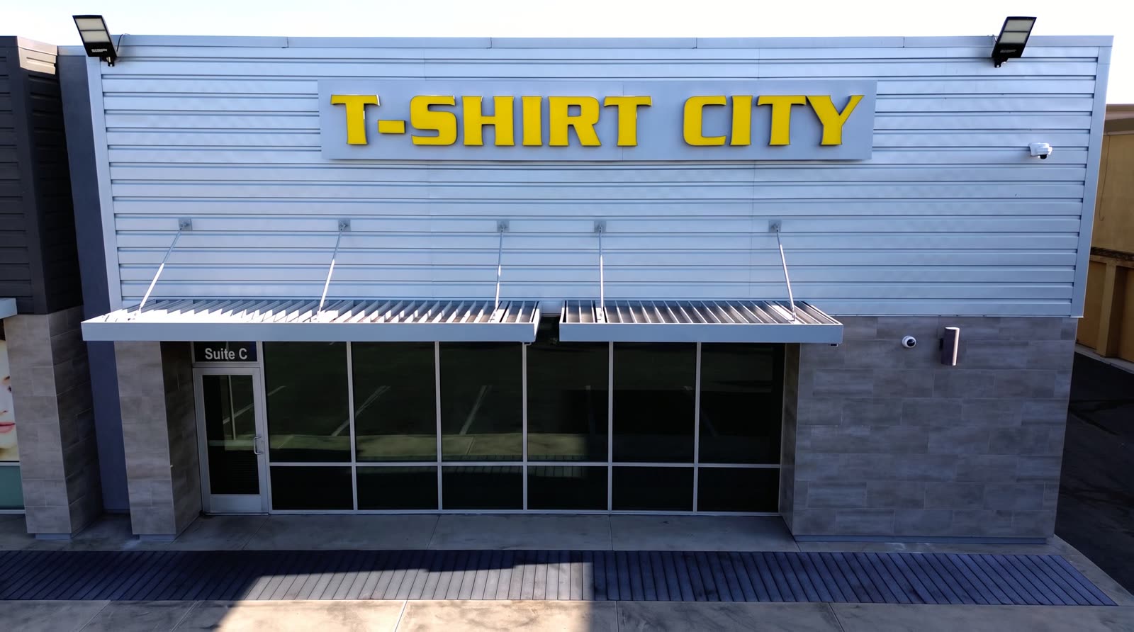 5801 Lincoln Suite C storefront — After · listing-ready