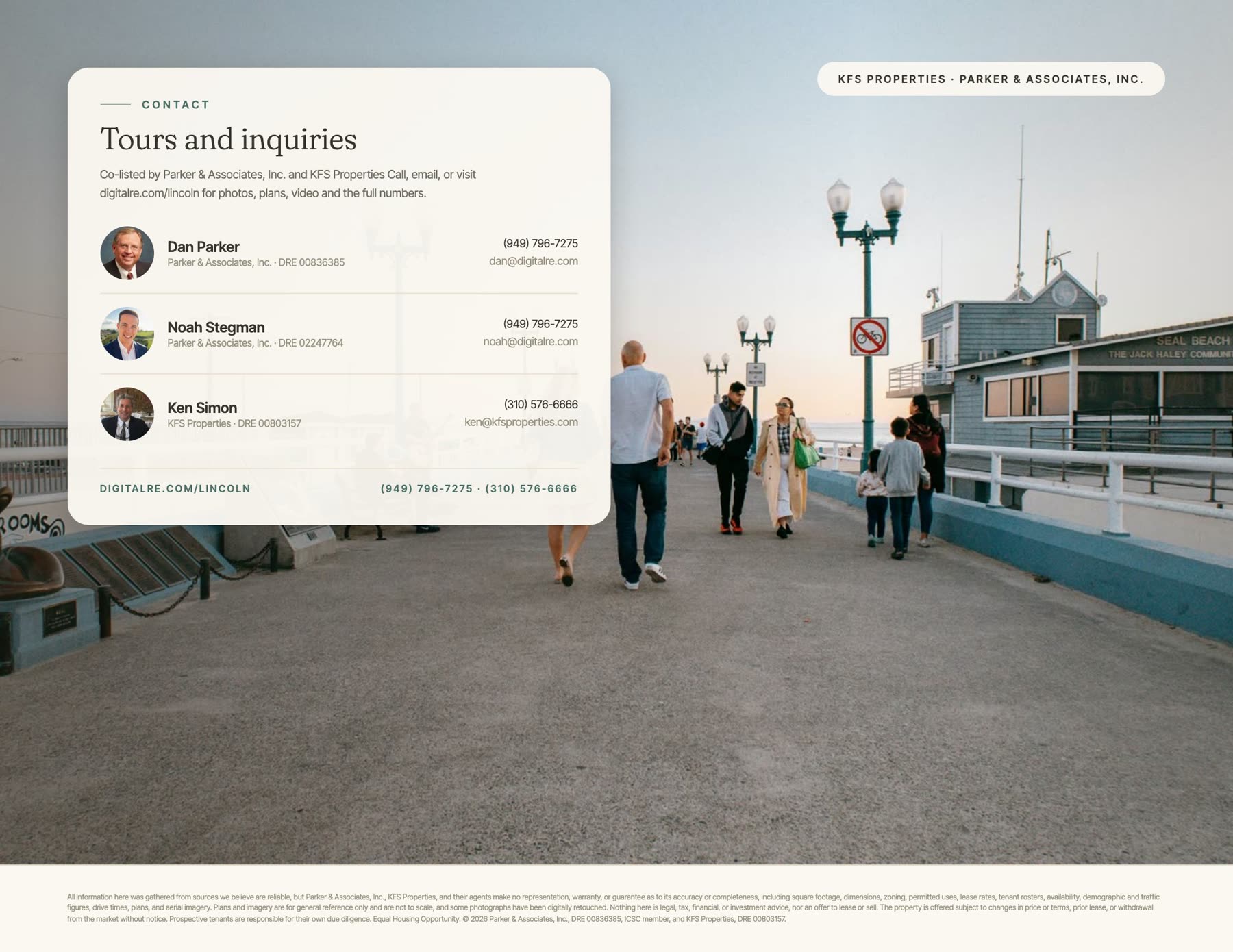 5801 Lincoln leasing flyer — contact page