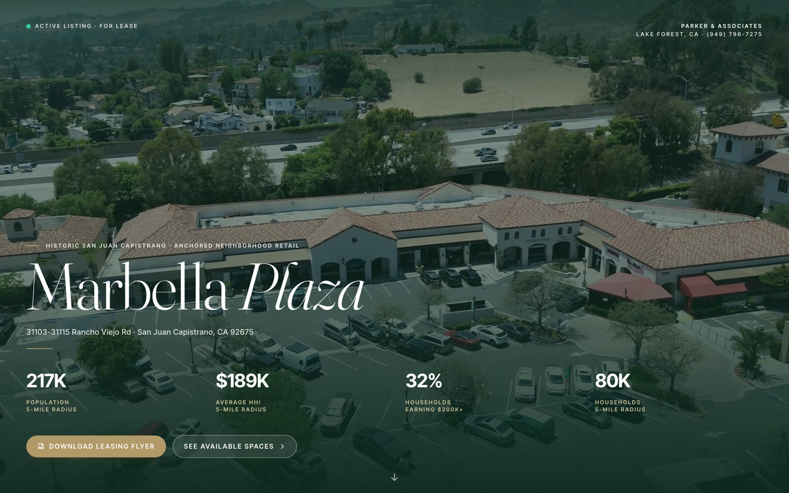 Marbella Plaza listing microsite — desktop