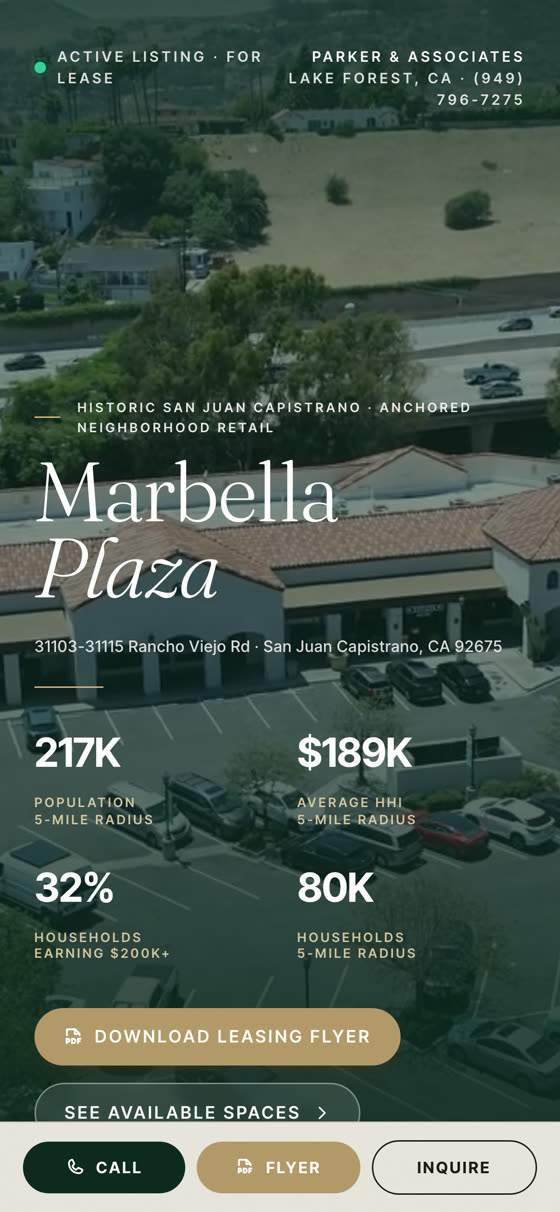 Marbella Plaza listing microsite — mobile