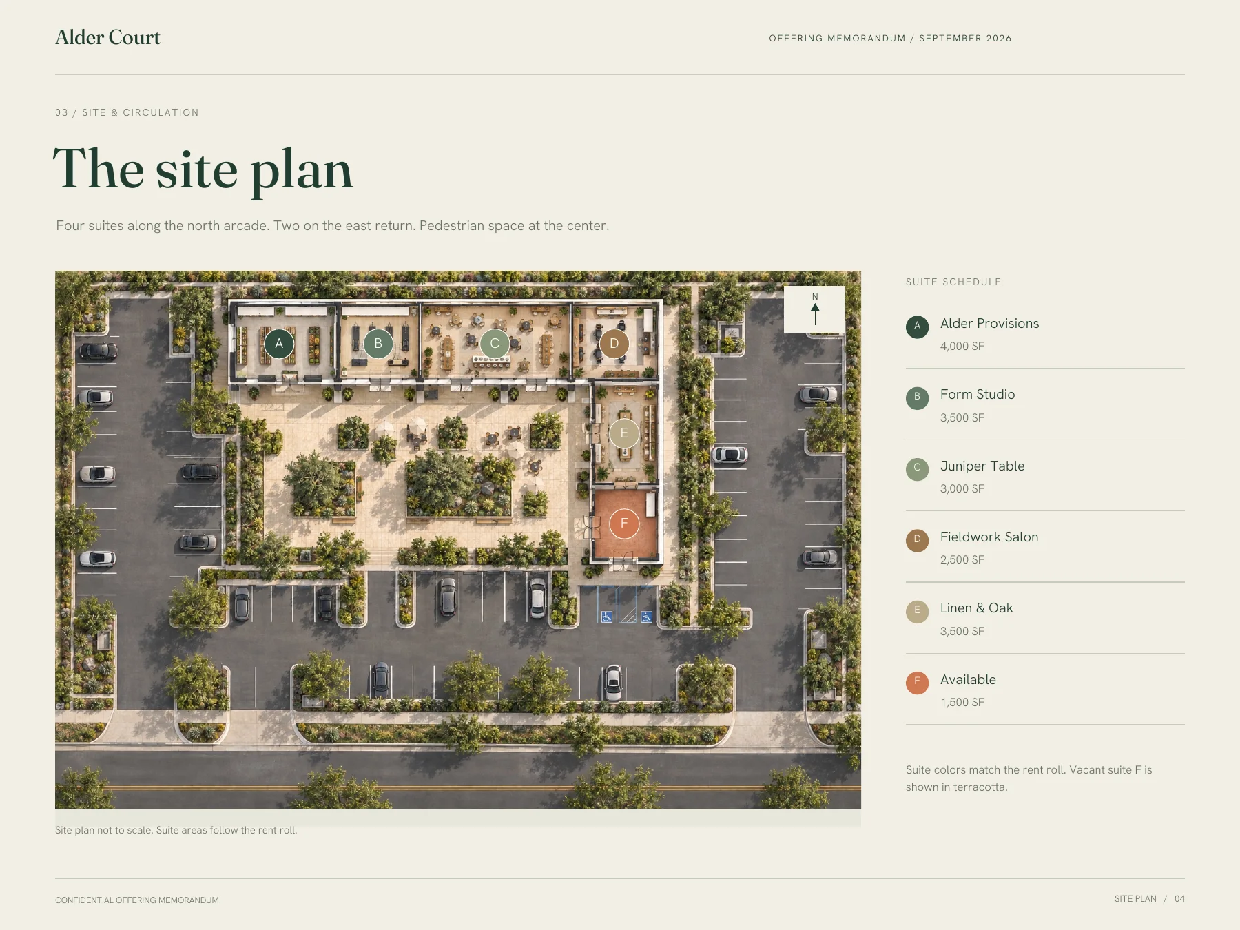 Alder Court sample offering memorandum, page 4: Site plan