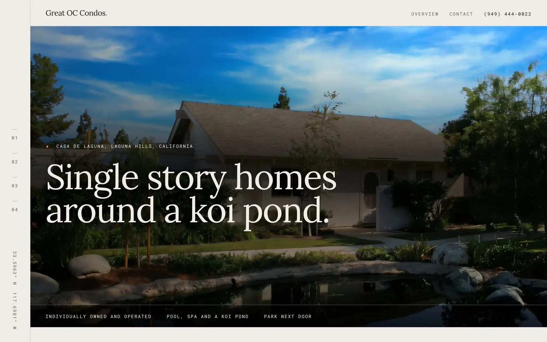 Homes at Casa De Laguna website on desktop